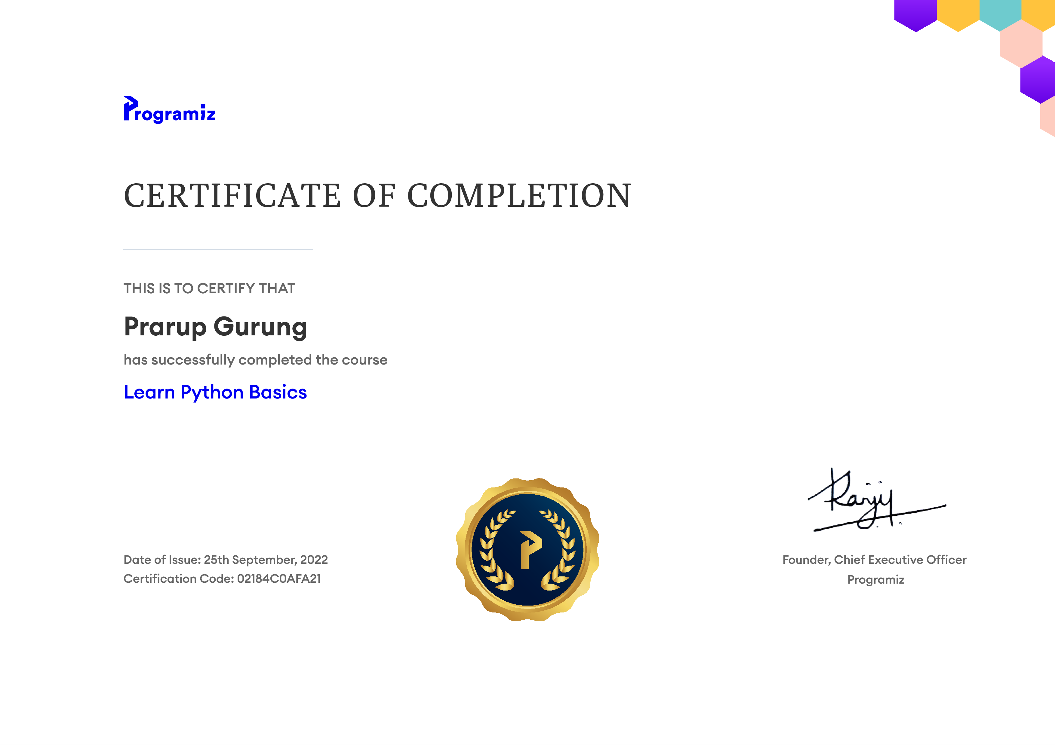 User Certificate