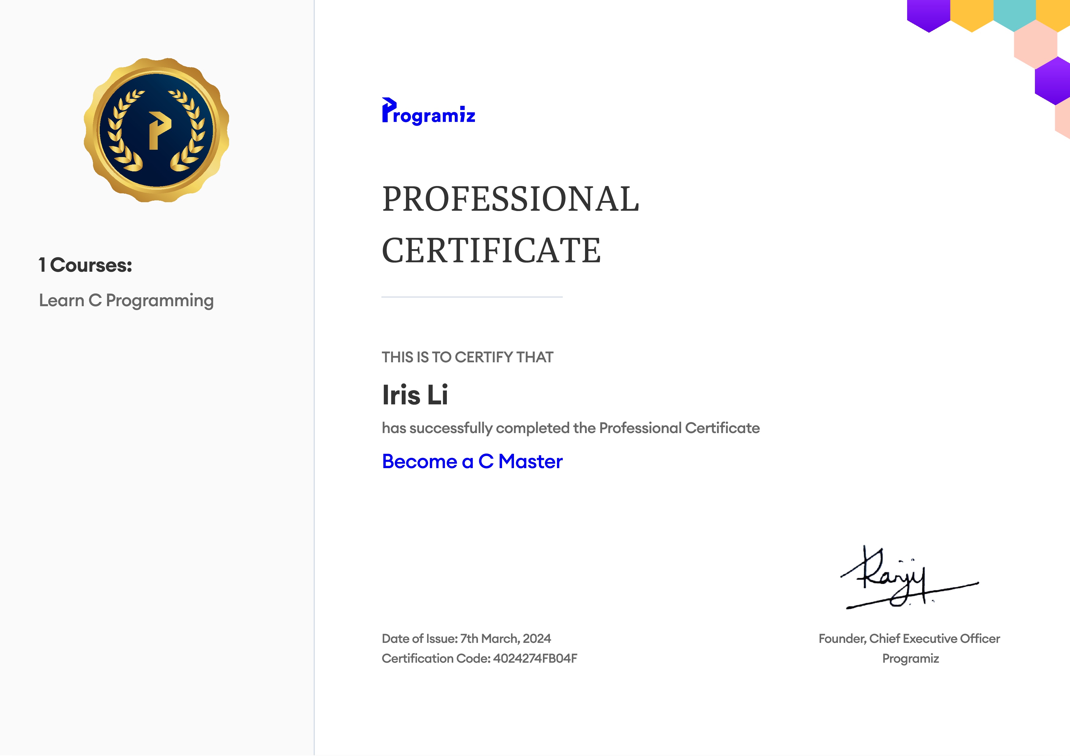 User Certificate