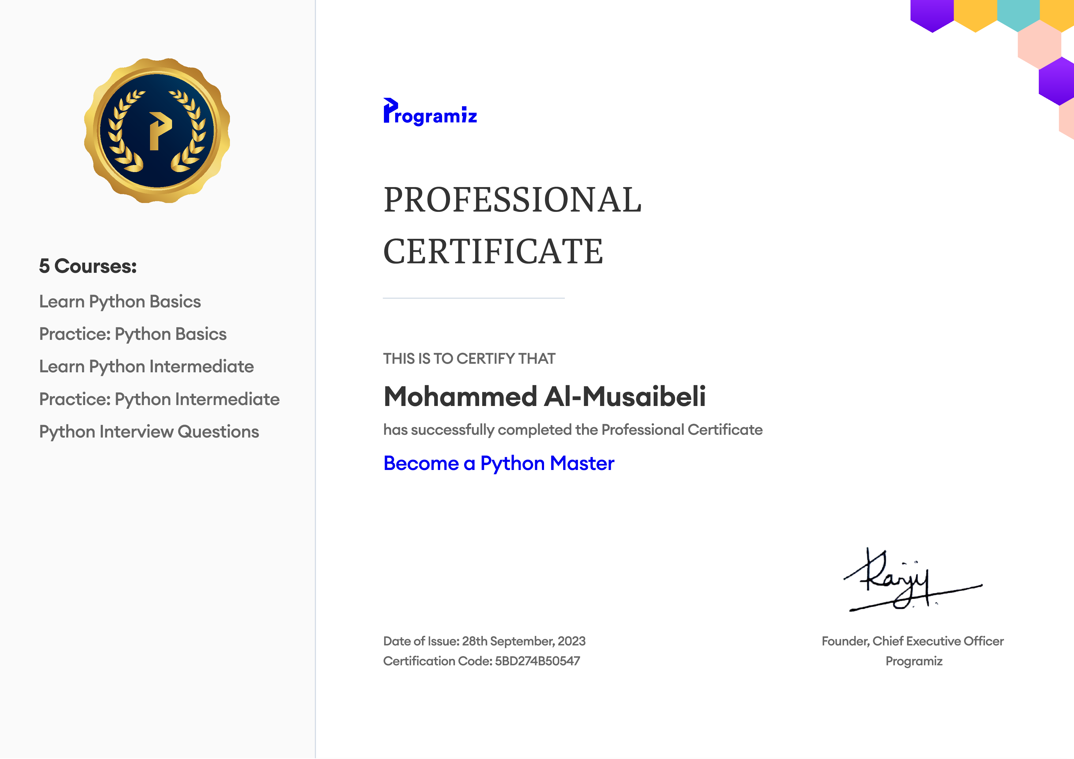 User Certificate