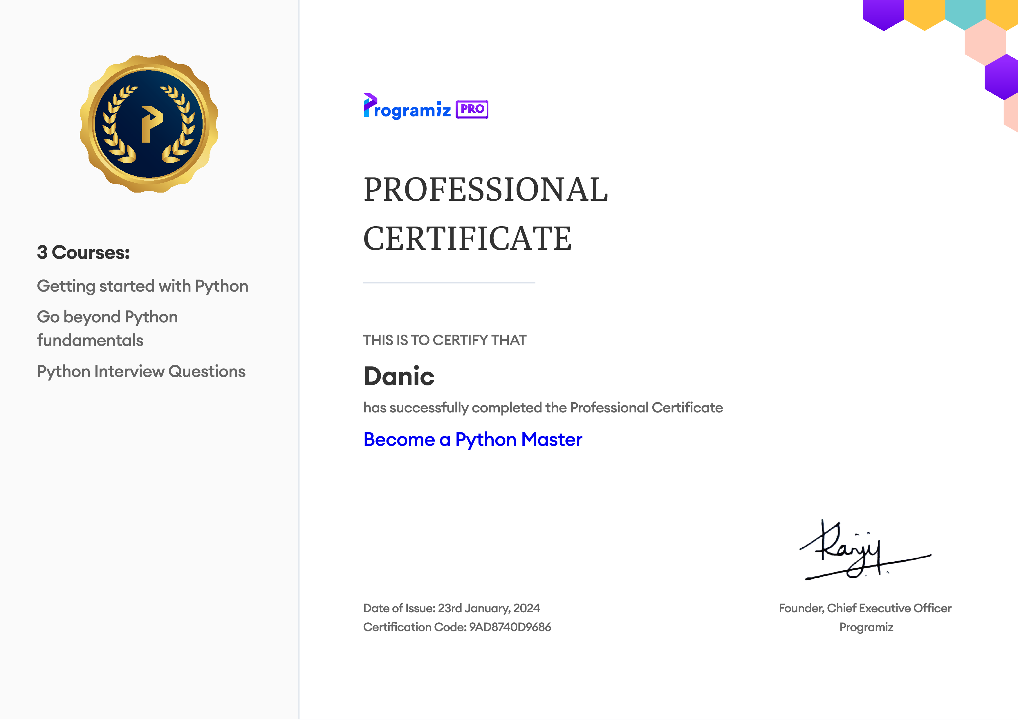 User Certificate