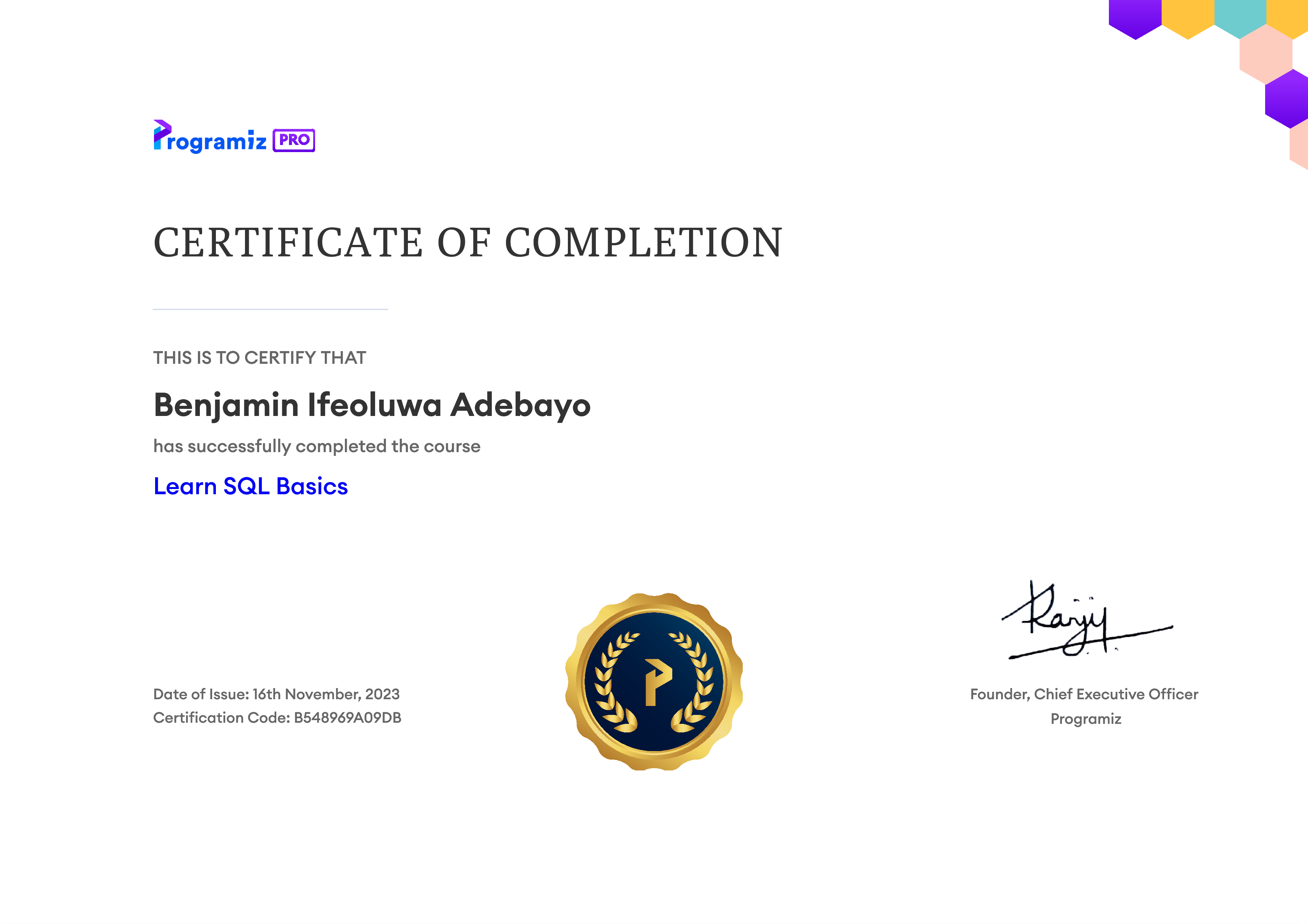 User Certificate
