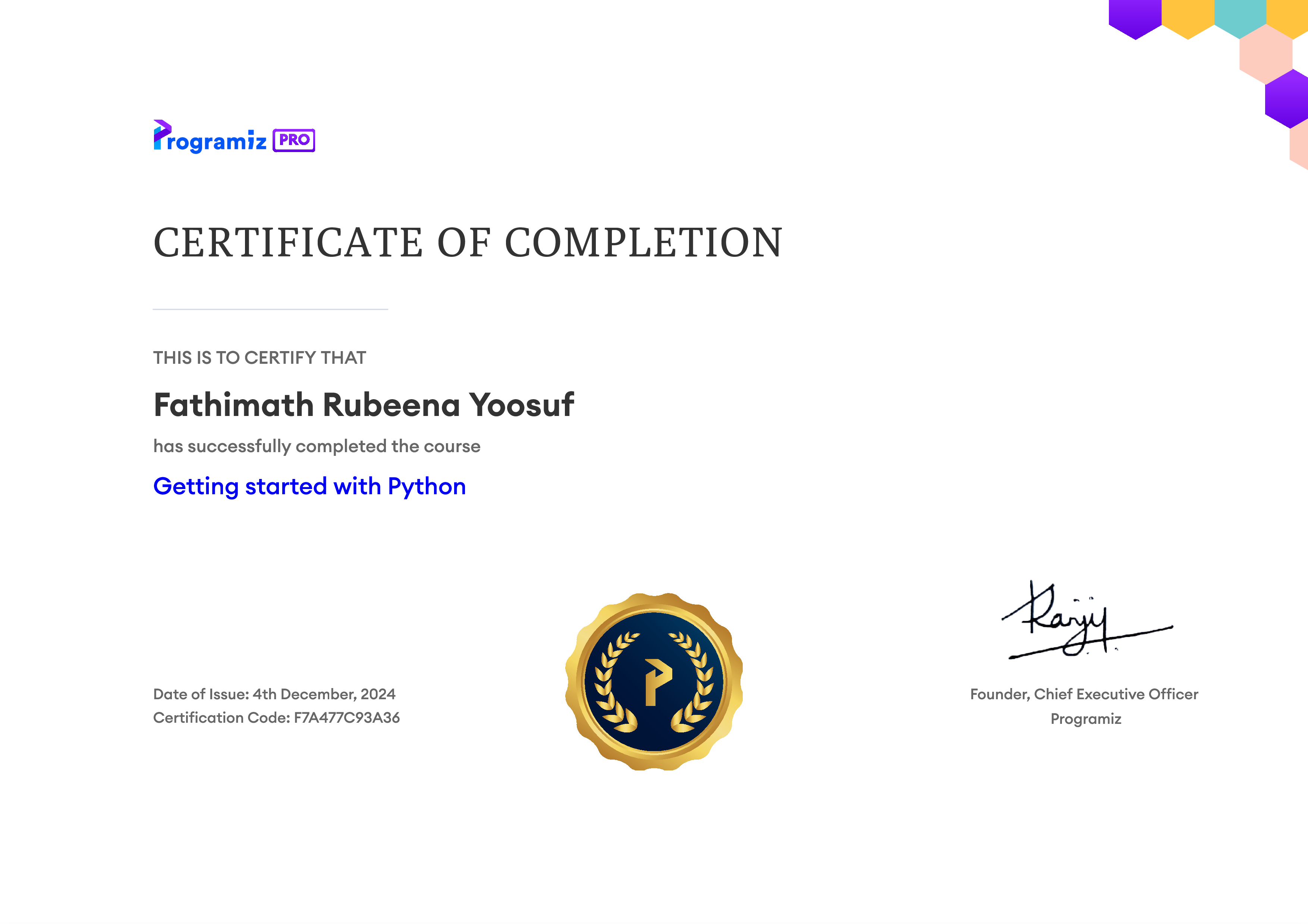 User Certificate