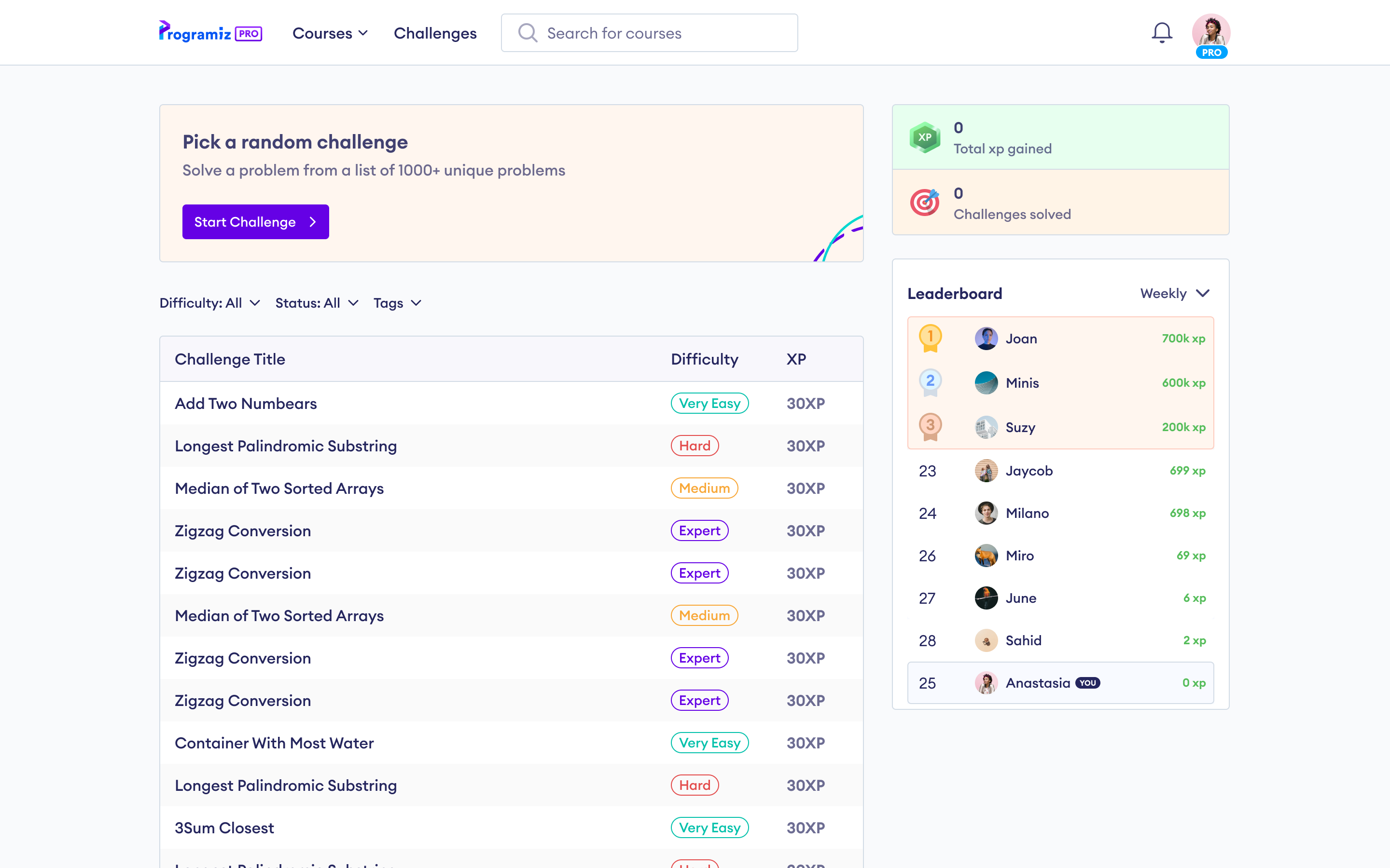 Programiz PRO Community Challenges