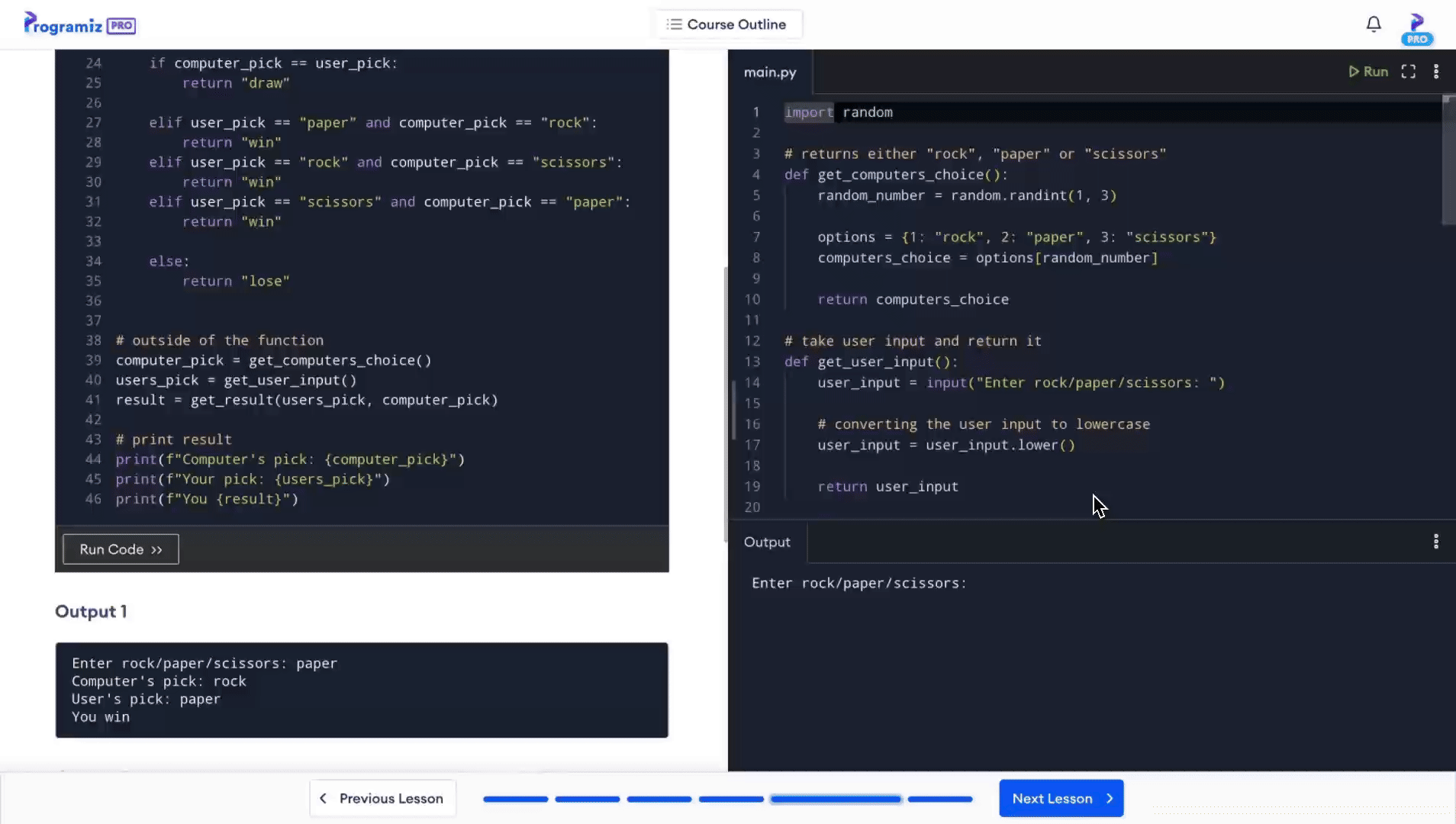 Programiz PRO's sensAI Explains OCde feature