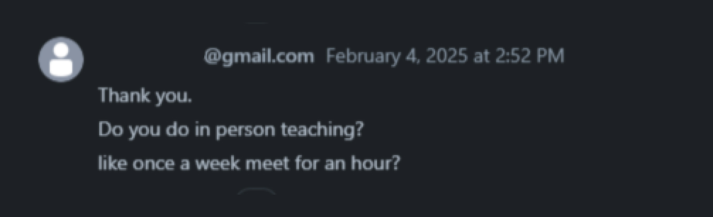 Learner asking for one-on-one mentorship